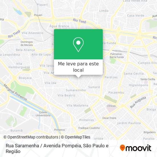 Rua Saramenha / Avenida Pompéia mapa
