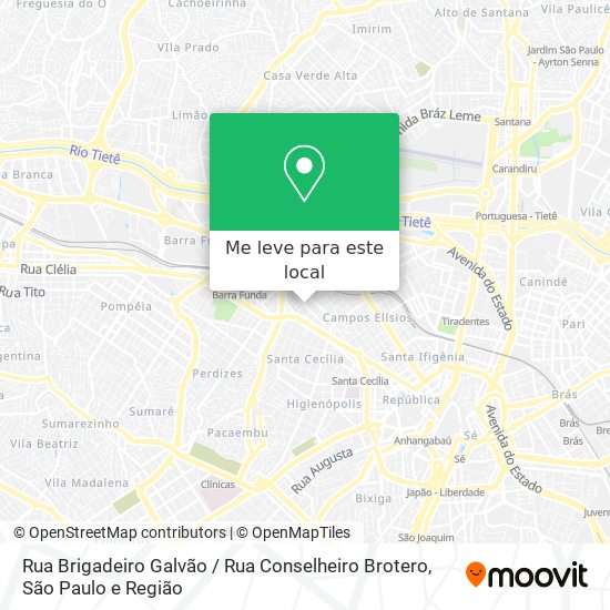 Rua Brigadeiro Galvão / Rua Conselheiro Brotero mapa