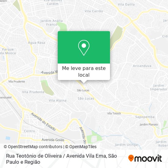 Rua Teotônio de Oliveira / Avenida Vila Ema mapa