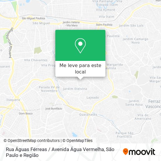 Rua Águas Férreas / Avenida Água Vermelha mapa