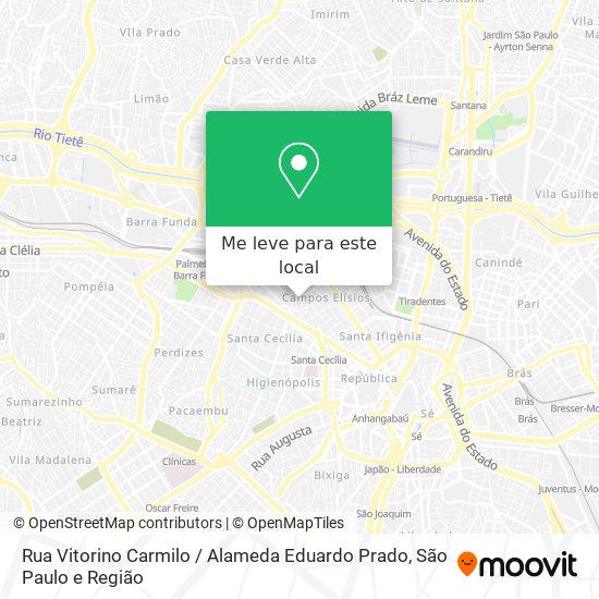 Rua Vitorino Carmilo / Alameda Eduardo Prado mapa