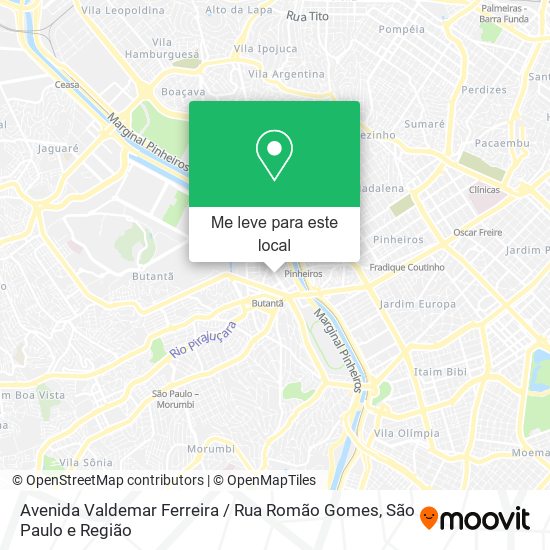 Avenida Valdemar Ferreira / Rua Romão Gomes mapa