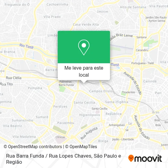 Rua Barra Funda / Rua Lopes Chaves mapa