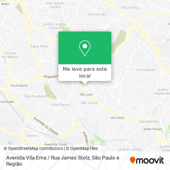 Avenida Vila Ema / Rua James Stolz mapa
