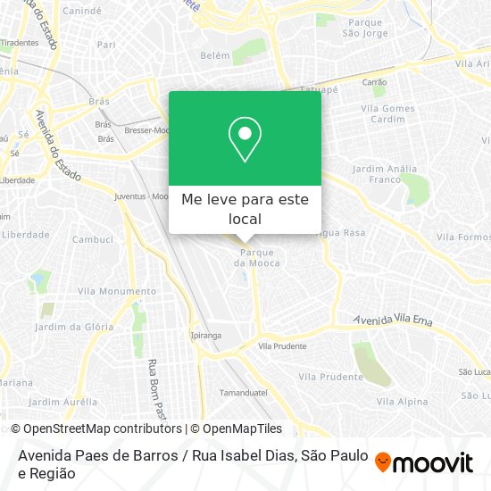 Avenida Paes de Barros / Rua Isabel Dias mapa