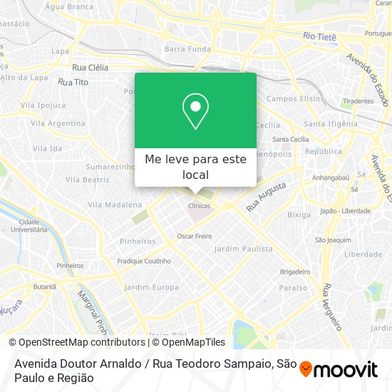 Avenida Doutor Arnaldo / Rua Teodoro Sampaio mapa