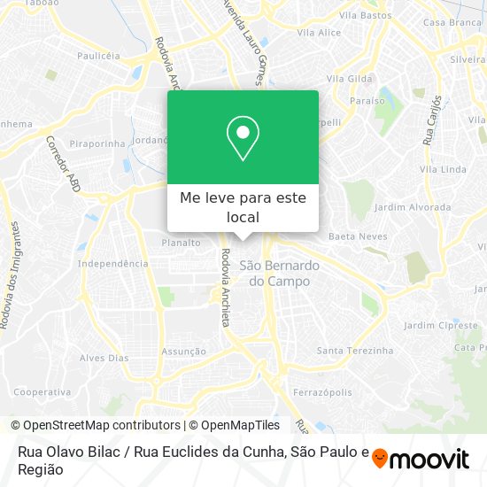 Rua Olavo Bilac / Rua Euclides da Cunha mapa