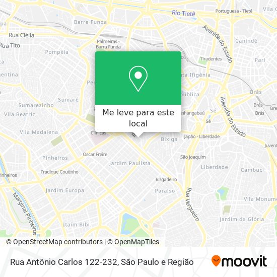 Rua Antônio Carlos 122-232 mapa