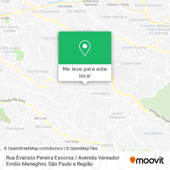 Rua Evaristo Pereira Escorsa / Avenida Vereador Emilio Meneghini mapa