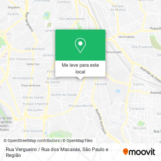 Rua Vergueiro / Rua dos Macaxás mapa