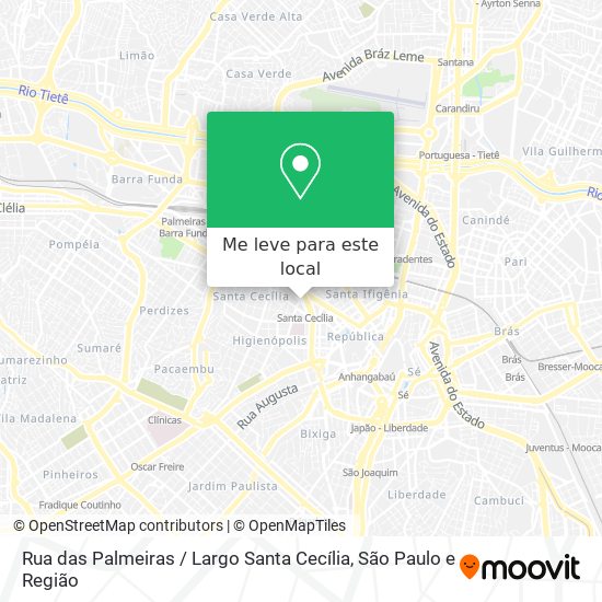 Rua das Palmeiras / Largo Santa Cecília mapa