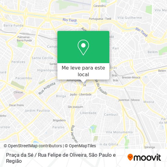 Praça da Sé / Rua Felipe de Oliveira mapa