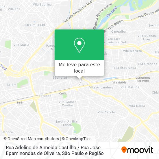 Rua Adelino de Almeida Castilho / Rua José Epaminondas de Oliveira mapa