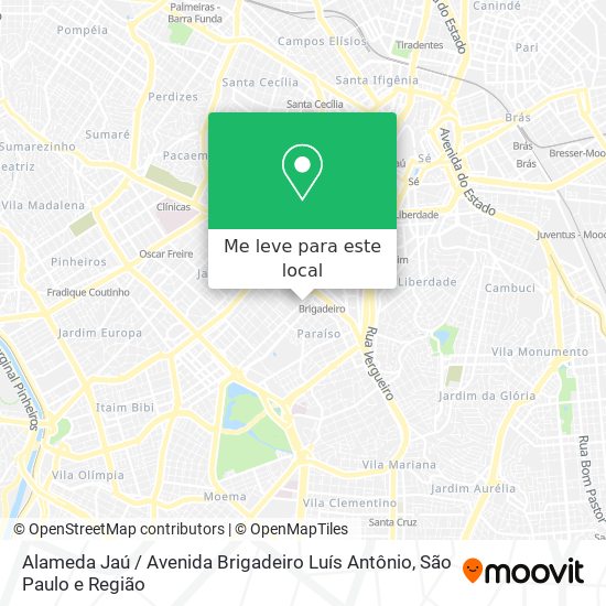 Alameda Jaú / Avenida Brigadeiro Luís Antônio mapa
