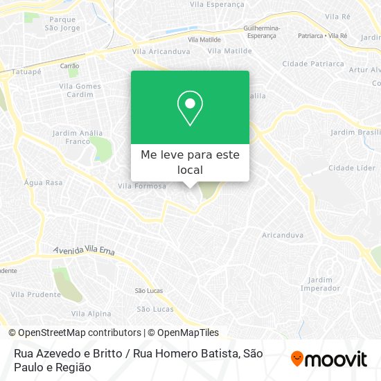 Rua Azevedo e Britto / Rua Homero Batista mapa
