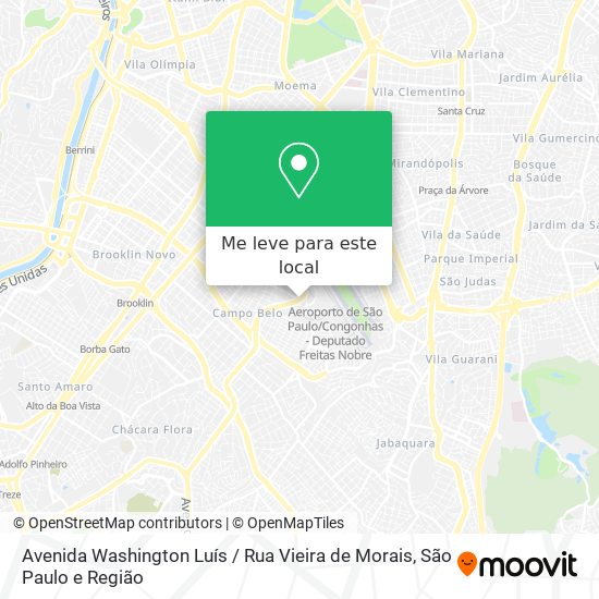 Avenida Washington Luís / Rua Vieira de Morais mapa