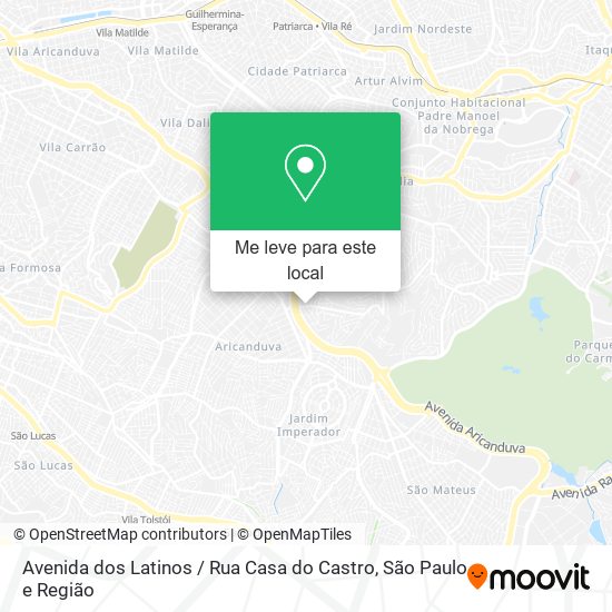 Avenida dos Latinos / Rua Casa do Castro mapa