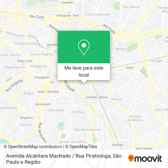 Avenida Alcântara Machado / Rua Piratininga mapa