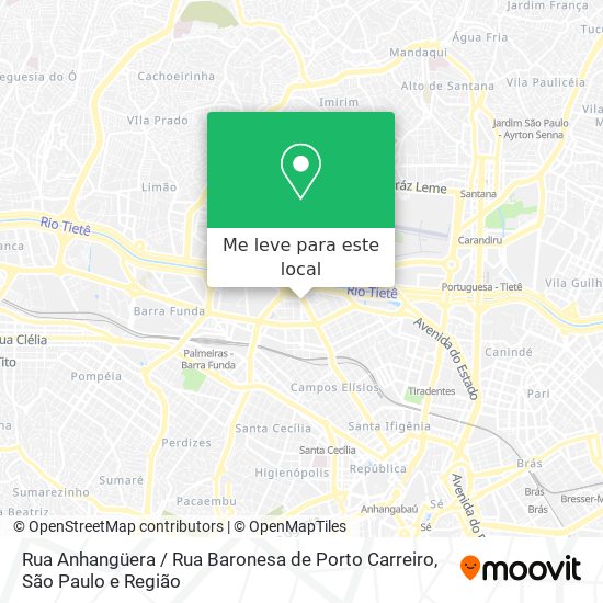 Rua Anhangüera / Rua Baronesa de Porto Carreiro mapa