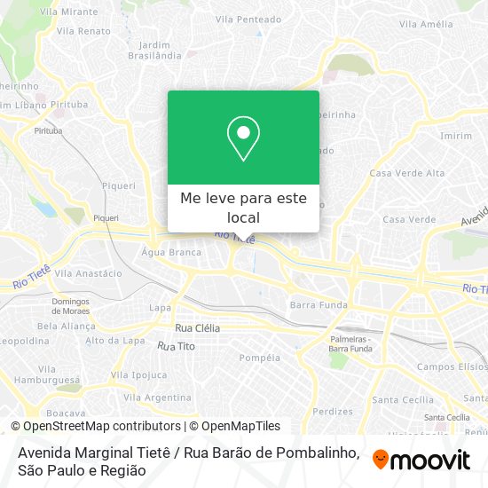 Avenida Marginal Tietê / Rua Barão de Pombalinho mapa