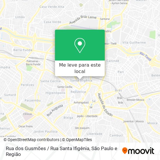 Rua dos Gusmões / Rua Santa Ifigênia mapa