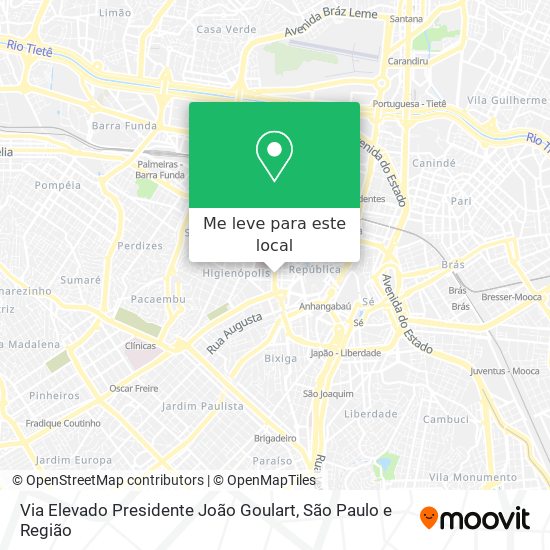 Via Elevado Presidente João Goulart mapa