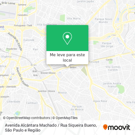 Avenida Alcântara Machado / Rua Siqueira Bueno mapa