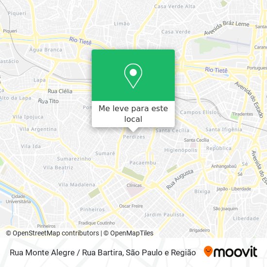 Rua Monte Alegre / Rua Bartira mapa