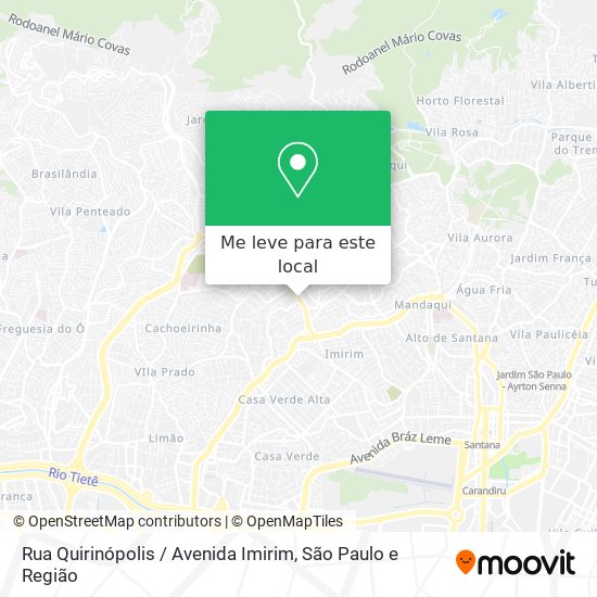 Rua Quirinópolis / Avenida Imirim mapa