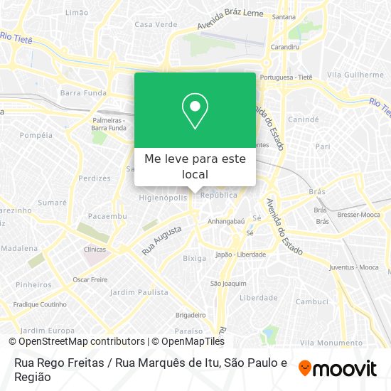 Rua Rego Freitas / Rua Marquês de Itu mapa