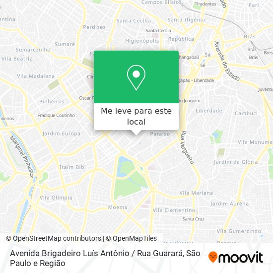 Avenida Brigadeiro Luís Antônio / Rua Guarará mapa