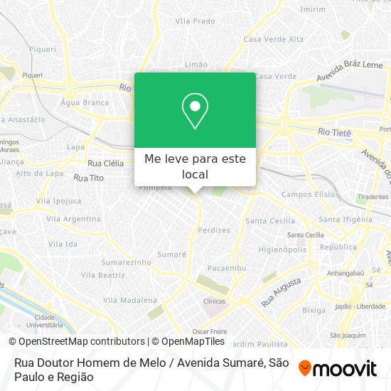 Rua Doutor Homem de Melo / Avenida Sumaré mapa