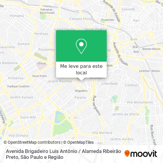 Avenida Brigadeiro Luís Antônio / Alameda Ribeirão Preto mapa