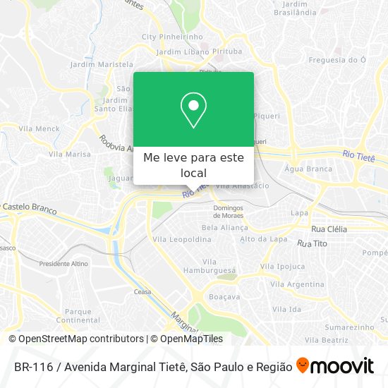 BR-116 / Avenida Marginal Tietê mapa