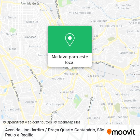 Avenida Lino Jardim / Praça Quarto Centenário mapa