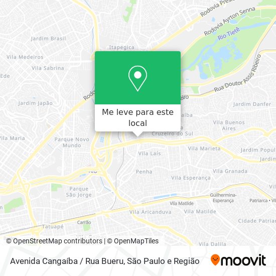 Avenida Cangaíba / Rua Bueru mapa