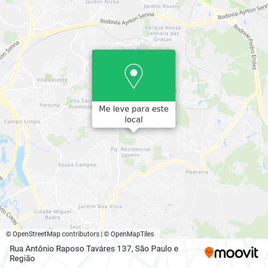 Rua Antônio Raposo Taváres 137 mapa