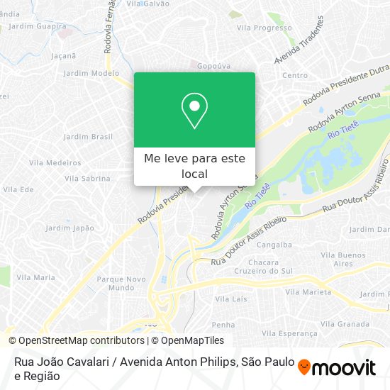 Rua João Cavalari / Avenida Anton Philips mapa
