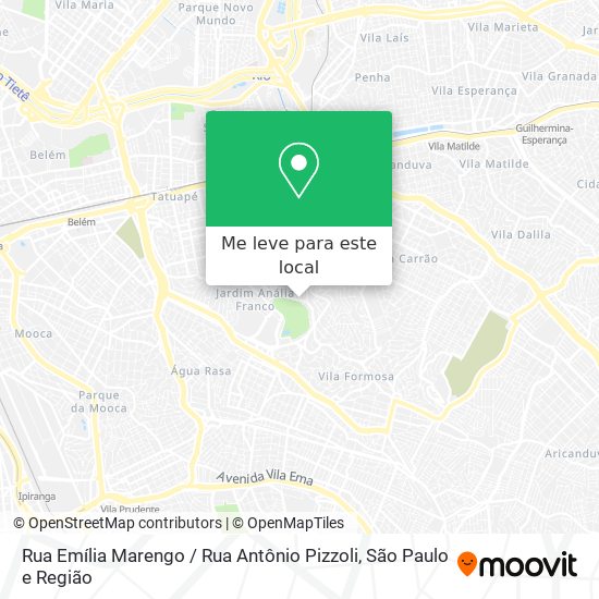 Rua Emília Marengo / Rua Antônio Pizzoli mapa