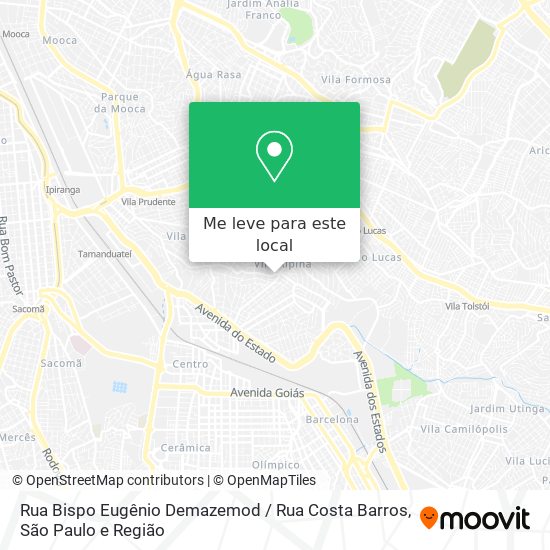 Rua Bispo Eugênio Demazemod / Rua Costa Barros mapa