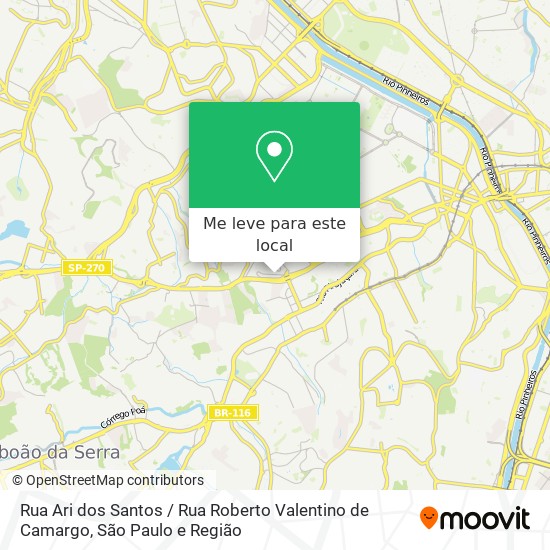 Rua Ari dos Santos / Rua Roberto Valentino de Camargo mapa