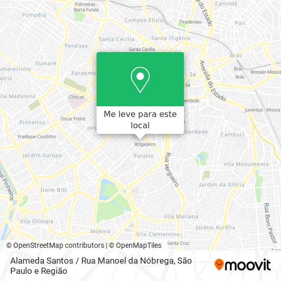 Alameda Santos / Rua Manoel da Nóbrega mapa