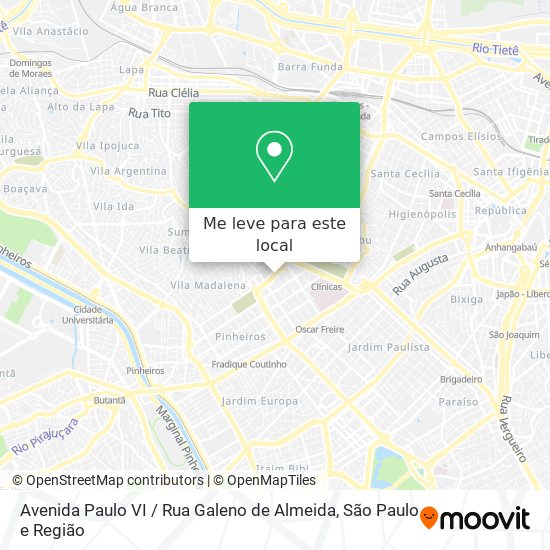 Avenida Paulo VI / Rua Galeno de Almeida mapa