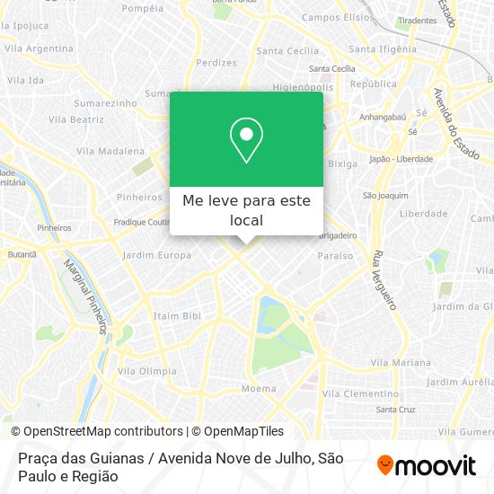Praça das Guianas / Avenida Nove de Julho mapa