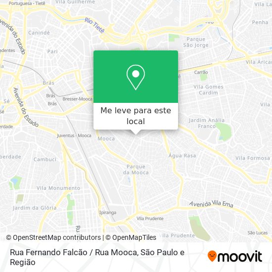 Rua Fernando Falcão / Rua Mooca mapa
