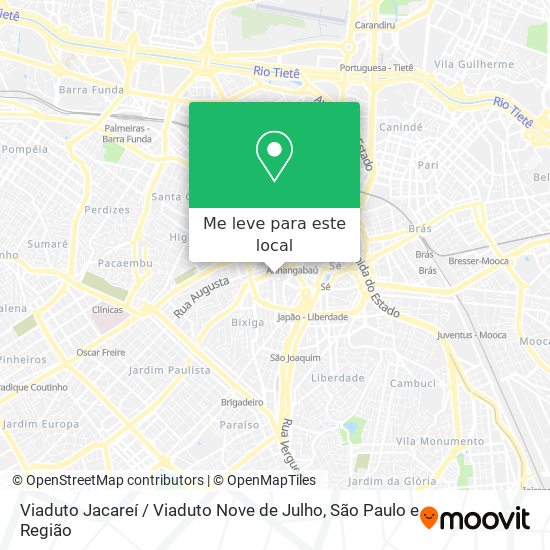 Viaduto Jacareí / Viaduto Nove de Julho mapa