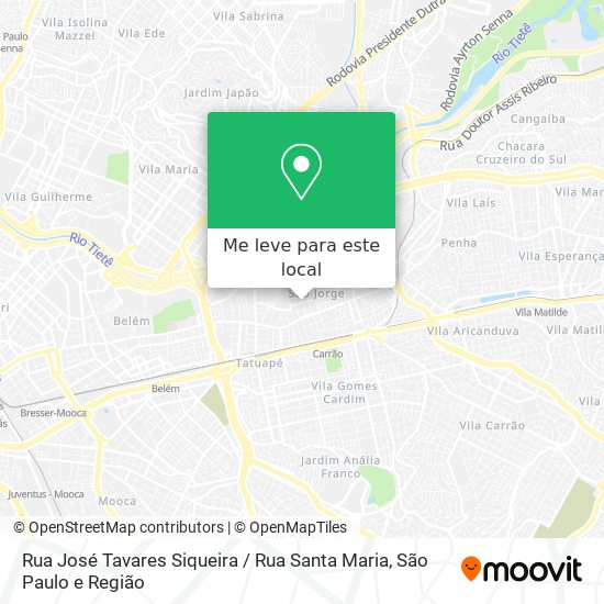 Rua José Tavares Siqueira / Rua Santa Maria mapa
