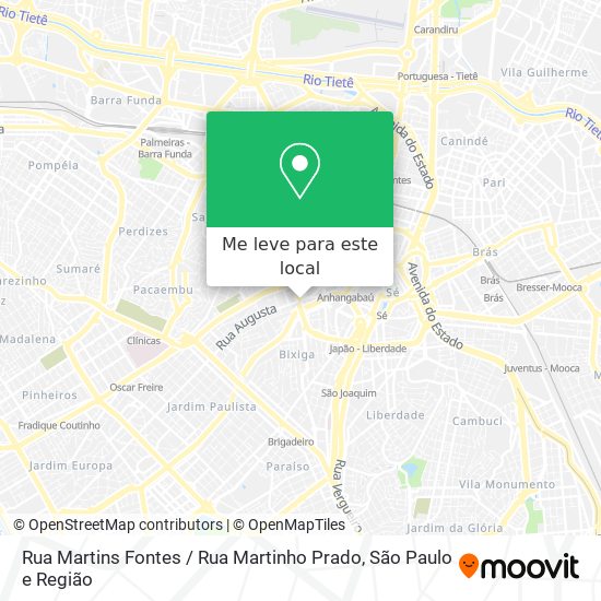 Rua Martins Fontes / Rua Martinho Prado mapa