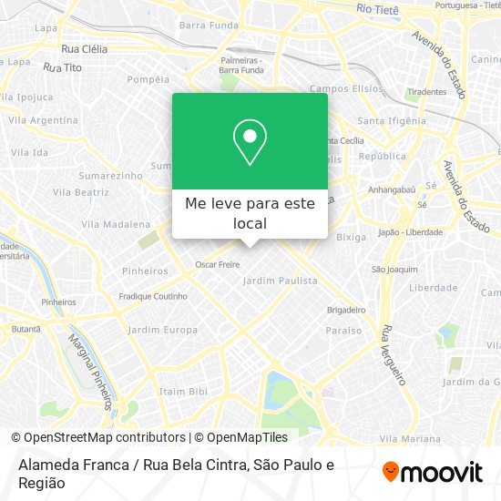 Alameda Franca / Rua Bela Cintra mapa
