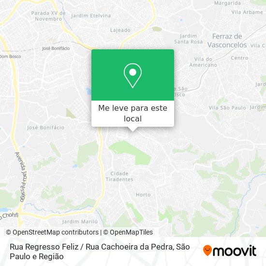 Rua Regresso Feliz / Rua Cachoeira da Pedra mapa